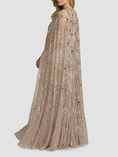 Mac Duggal Women's Beaded Georgette Caftan Gown | Thumbnail 3 Mac Duggal Women's Beaded Georgette Caftan Gown | Thumbnail 3