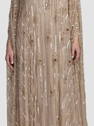 Mac Duggal Women's Beaded Georgette Caftan Gown | Thumbnail 4 Mac Duggal Women's Beaded Georgette Caftan Gown | Thumbnail 4