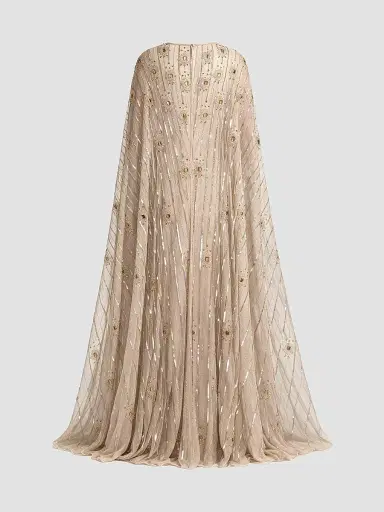 Mac Duggal Women's Beaded Georgette Caftan Gown | Thumbnail 5 Mac Duggal Women's Beaded Georgette Caftan Gown | Thumbnail 5
