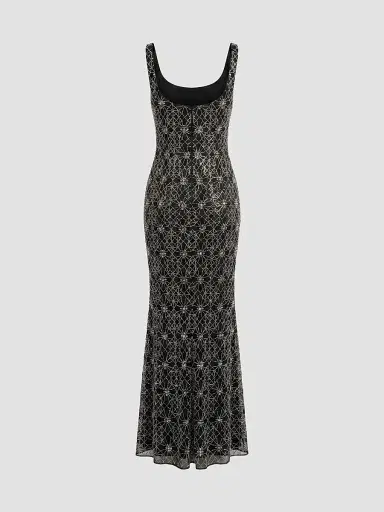 Mac Duggal Women's Embellished Mesh Sleeveless Gown | Thumbnail 5 Mac Duggal Women's Embellished Mesh Sleeveless Gown | Thumbnail 5