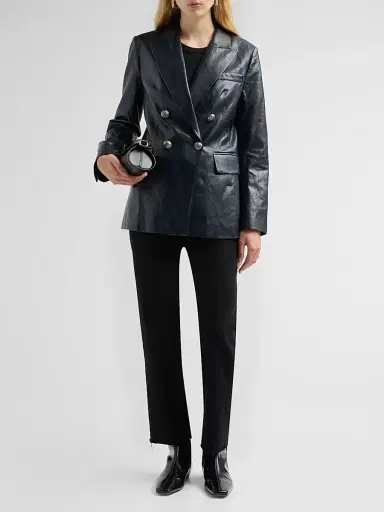 Kobi Halperin Women's Alyson Faux-Leather Double-Breasted Jacket | Thumbnail 2 Kobi Halperin Women's Alyson Faux-Leather Double-Breasted Jacket | Thumbnail 2