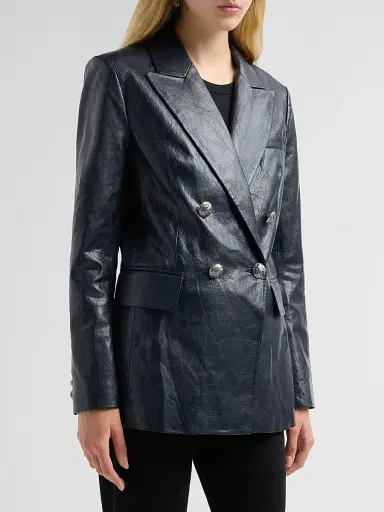 Kobi Halperin Women's Alyson Faux-Leather Double-Breasted Jacket | Thumbnail 4 Kobi Halperin Women's Alyson Faux-Leather Double-Breasted Jacket | Thumbnail 4