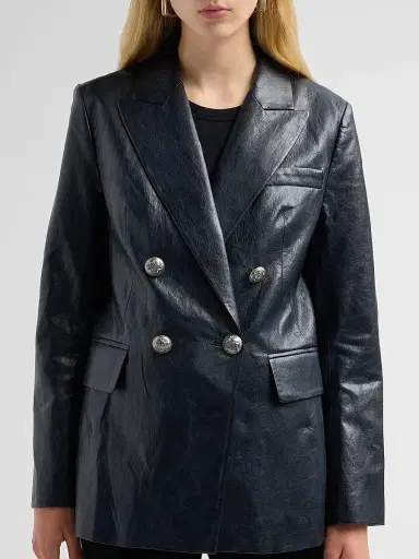 Kobi Halperin Women's Alyson Faux-Leather Double-Breasted Jacket | Thumbnail 5 Kobi Halperin Women's Alyson Faux-Leather Double-Breasted Jacket | Thumbnail 5