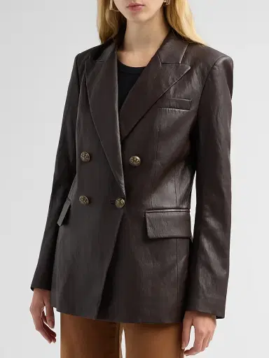Kobi Halperin Women's Alyson Faux-Leather Double-Breasted Jacket | Thumbnail 4 Kobi Halperin Women's Alyson Faux-Leather Double-Breasted Jacket | Thumbnail 4