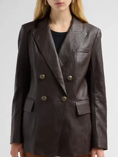 Kobi Halperin Women's Alyson Faux-Leather Double-Breasted Jacket | Thumbnail 5 Kobi Halperin Women's Alyson Faux-Leather Double-Breasted Jacket | Thumbnail 5