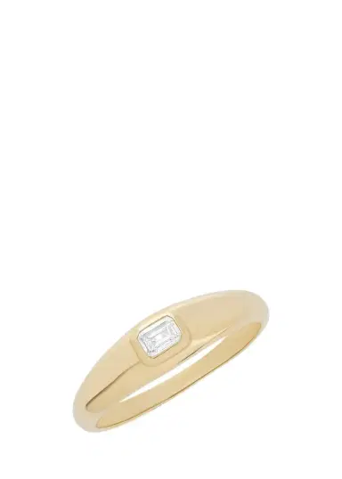 Lana 14K Gold Skinny Curved Emerald-Cut Diamond Ring | Thumbnail 1 Lana 14K Gold Skinny Curved Emerald-Cut Diamond Ring | Thumbnail 1