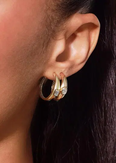 Lana Skinny Curved Emerald-Cut Diamond Hoop Earrings | Thumbnail 2 Lana Skinny Curved Emerald-Cut Diamond Hoop Earrings | Thumbnail 2