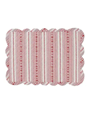 Juliska Villa Stripe Quilted Red Placemats, Set of 4 | Thumbnail 1 Juliska Villa Stripe Quilted Red Placemats, Set of 4 | Thumbnail 1
