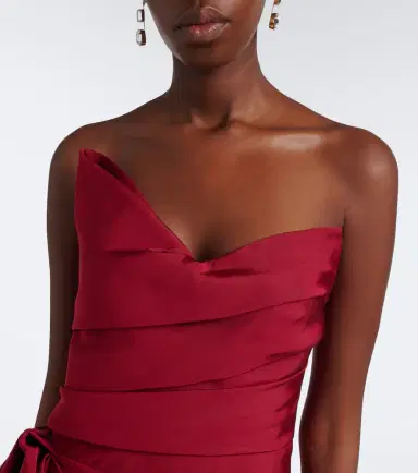 MONIQUE LHUILLIER Asymmetric draped silk bustier gown | Thumbnail 2 MONIQUE LHUILLIER Asymmetric draped silk bustier gown | Thumbnail 2