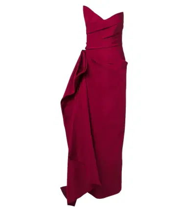MONIQUE LHUILLIER Asymmetric draped silk bustier gown | Thumbnail 1 MONIQUE LHUILLIER Asymmetric draped silk bustier gown | Thumbnail 1