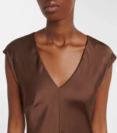 Brunello Cucinelli Monili satin midi dress | Thumbnail 4 Brunello Cucinelli Monili satin midi dress | Thumbnail 4