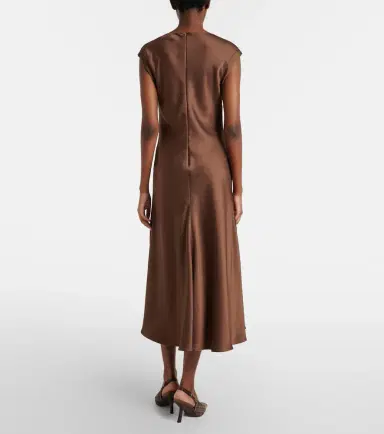 Brunello Cucinelli Monili satin midi dress | Thumbnail 5 Brunello Cucinelli Monili satin midi dress | Thumbnail 5