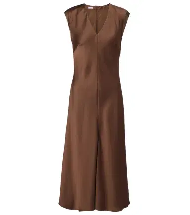 Brunello Cucinelli Monili satin midi dress | Thumbnail 1 Brunello Cucinelli Monili satin midi dress | Thumbnail 1