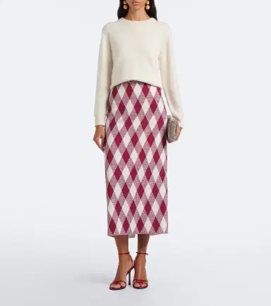 Oscar de la Renta Argyle wool-blend pencil skirt | Thumbnail 2 Oscar de la Renta Argyle wool-blend pencil skirt | Thumbnail 2