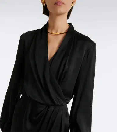 Max Mara Elegante draped satin midi dress | Thumbnail 3 Max Mara Elegante draped satin midi dress | Thumbnail 3
