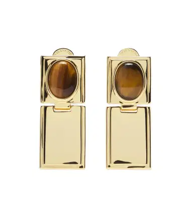 Déhanche Déhanche Signet Stone Tiger's Eye 18kt gold-plated earrings | Thumbnail 1 Déhanche Déhanche Signet Stone Tiger's Eye 18kt gold-plated earrings | Thumbnail 1