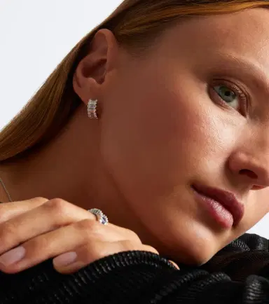 Bucherer Fine Jewellery Baguette Love 18kt white gold hoop earrings with diamonds | Thumbnail 2 Bucherer Fine Jewellery Baguette Love 18kt white gold hoop earrings with diamonds | Thumbnail 2