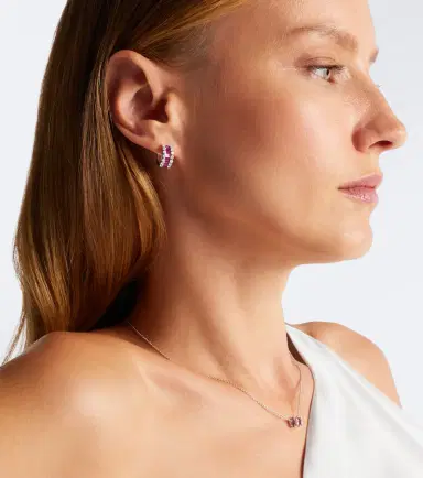 Bucherer Fine Jewellery Baguette Love 18kt white gold hoop earrings with rubies and diamonds | Thumbnail 3 Bucherer Fine Jewellery Baguette Love 18kt white gold hoop earrings with rubies and diamonds | Thumbnail 3