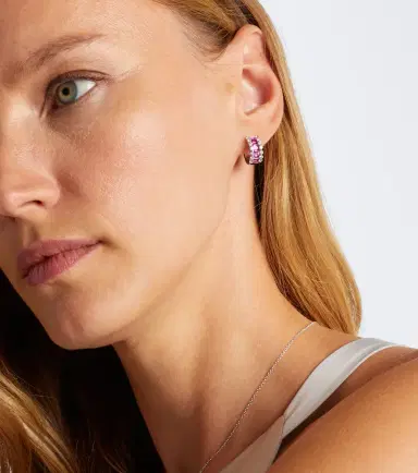 Bucherer Fine Jewellery Baguette Love 18kt white gold hoop earrings with rubies and diamonds | Thumbnail 4 Bucherer Fine Jewellery Baguette Love 18kt white gold hoop earrings with rubies and diamonds | Thumbnail 4