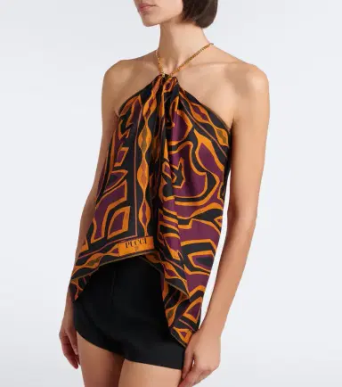 PUCCI Labirinto silk twill halterneck top | Thumbnail 6 PUCCI Labirinto silk twill halterneck top | Thumbnail 6