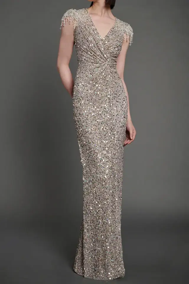 Wonderful Cap Sleeve Embellished Gown Wonderful Cap Sleeve Embellished Gown