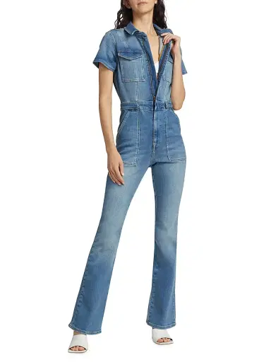GOOD AMERICAN Women's Fit For Success Stretch Denim Jumpsuit | Thumbnail 2 GOOD AMERICAN Women's Fit For Success Stretch Denim Jumpsuit | Thumbnail 2