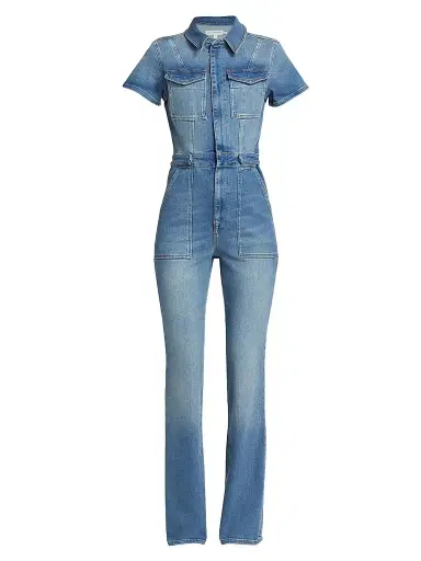 GOOD AMERICAN Women's Fit For Success Stretch Denim Jumpsuit | Thumbnail 1 GOOD AMERICAN Women's Fit For Success Stretch Denim Jumpsuit | Thumbnail 1
