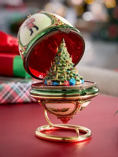 Komozja Nutcracker & Christmas Tree Hinged Egg Ornament | Thumbnail 2 Komozja Nutcracker & Christmas Tree Hinged Egg Ornament | Thumbnail 2
