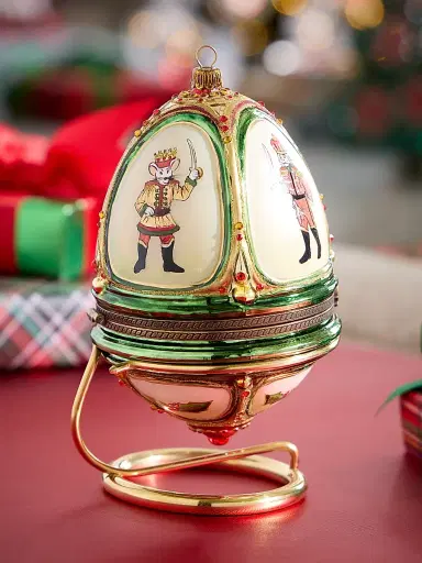 Komozja Nutcracker & Christmas Tree Hinged Egg Ornament | Thumbnail 3 Komozja Nutcracker & Christmas Tree Hinged Egg Ornament | Thumbnail 3