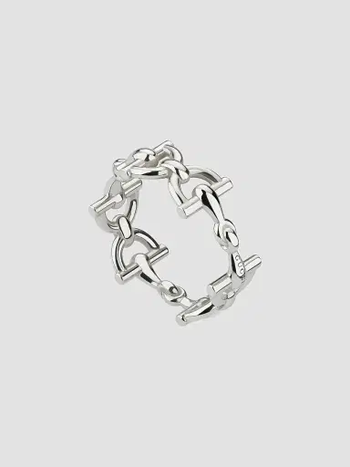 Gucci Women's Staffa Sterling Silver Stirrup Ring | Thumbnail 2 Gucci Women's Staffa Sterling Silver Stirrup Ring | Thumbnail 2