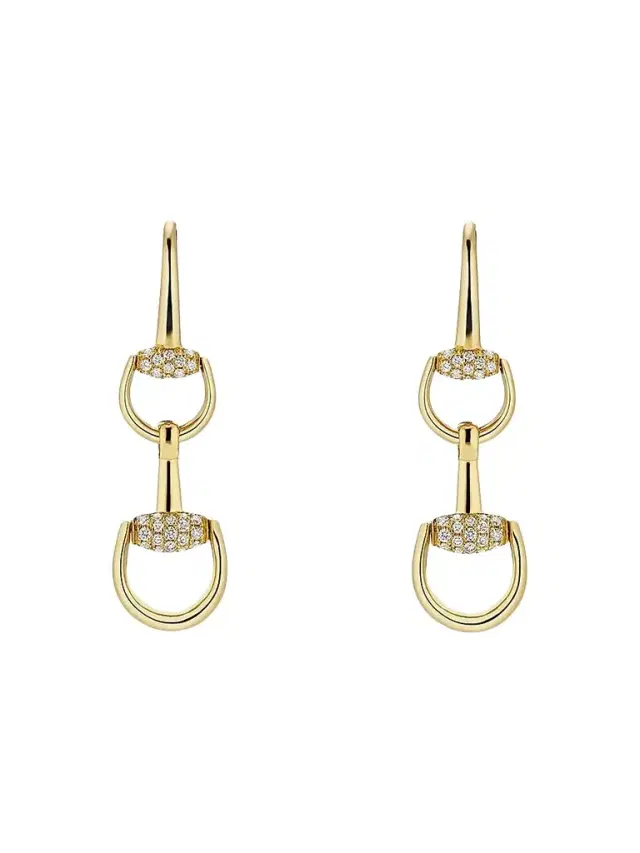 Women's Horsebit 18K Yellow Gold & 0.30 TCW Diamond Drop Earrings Women's Horsebit 18K Yellow Gold & 0.30 TCW Diamond Drop Earrings