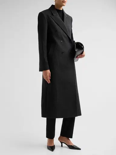Loulou de Saison Women's Rosco Wool Double-Breasted Coat | Thumbnail 4 Loulou de Saison Women's Rosco Wool Double-Breasted Coat | Thumbnail 4