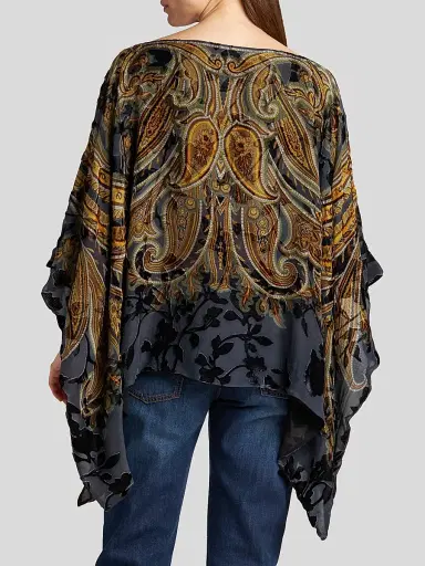 Etro Women's Paisley Draped Poncho | Thumbnail 3 Etro Women's Paisley Draped Poncho | Thumbnail 3