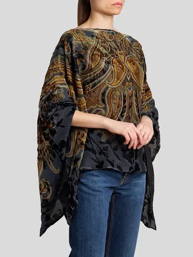 Etro Women's Paisley Draped Poncho | Thumbnail 4 Etro Women's Paisley Draped Poncho | Thumbnail 4