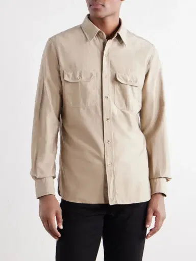 Tom Ford Garment-Dyed Cotton-Moleskin Shirt - Men | Thumbnail 3 Tom Ford Garment-Dyed Cotton-Moleskin Shirt - Men | Thumbnail 3