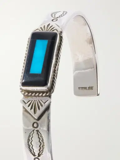 Peyote Bird Luke Sterling Silver, Onyx and Turquoise Bracelet - Men | Thumbnail 4 Peyote Bird Luke Sterling Silver, Onyx and Turquoise Bracelet - Men | Thumbnail 4