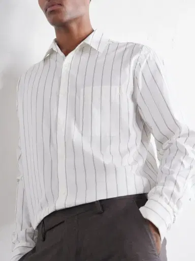 MR P. Striped Cotton and Silk-Blend Shirt - Men | Thumbnail 5 MR P. Striped Cotton and Silk-Blend Shirt - Men | Thumbnail 5
