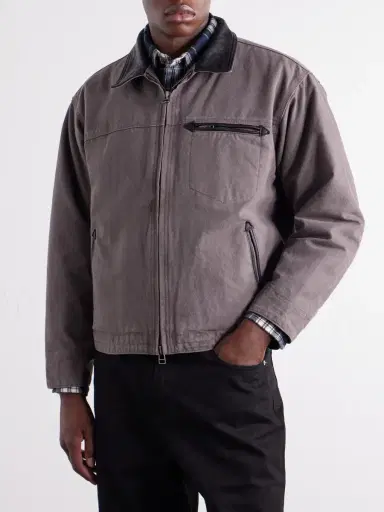 FrizmWORKS Distressed Leather-Trimmed Cotton-Canvas Jacket - Men | Thumbnail 3 FrizmWORKS Distressed Leather-Trimmed Cotton-Canvas Jacket - Men | Thumbnail 3