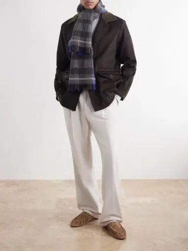 Johnstons of Elgin Hirta Checked Cashmere Scarf - Men | Thumbnail 2 Johnstons of Elgin Hirta Checked Cashmere Scarf - Men | Thumbnail 2