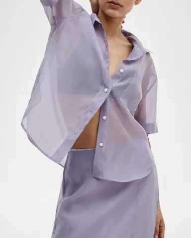 rag & bone Connie Short-Sleeve Organza Top | Thumbnail 4 rag & bone Connie Short-Sleeve Organza Top | Thumbnail 4