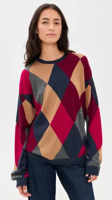 LESET James Argyle Oversized Crew Neck Sweater | Thumbnail 2 LESET James Argyle Oversized Crew Neck Sweater | Thumbnail 2