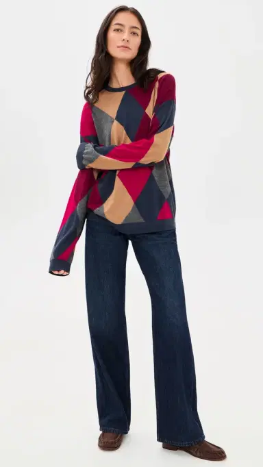 LESET James Argyle Oversized Crew Neck Sweater | Thumbnail 5 LESET James Argyle Oversized Crew Neck Sweater | Thumbnail 5