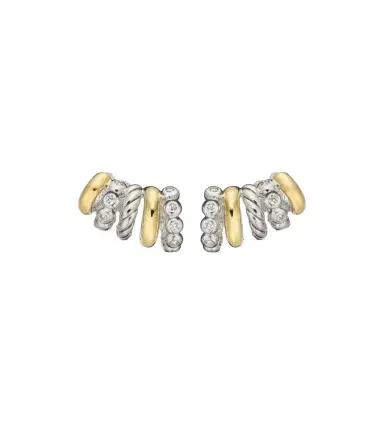David Yurman DY Mercer sterling silver and 18kt gold hoop earrings with diamonds | Thumbnail 1 David Yurman DY Mercer sterling silver and 18kt gold hoop earrings with diamonds | Thumbnail 1