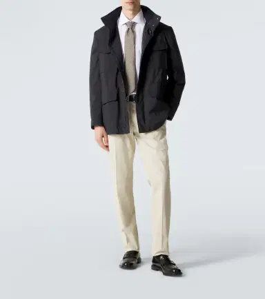 Brioni Leather-trimmed field jacket | Thumbnail 2 Brioni Leather-trimmed field jacket | Thumbnail 2