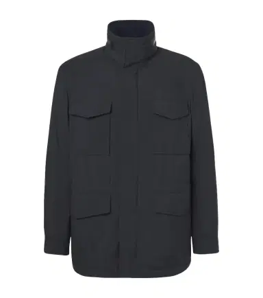Brioni Leather-trimmed field jacket | Thumbnail 1 Brioni Leather-trimmed field jacket | Thumbnail 1