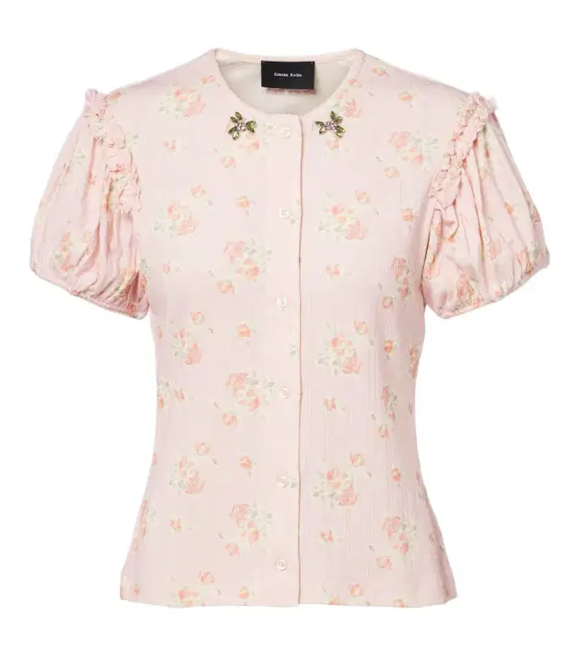 Crystal-embellished floral cotton cardigan Crystal-embellished floral cotton cardigan