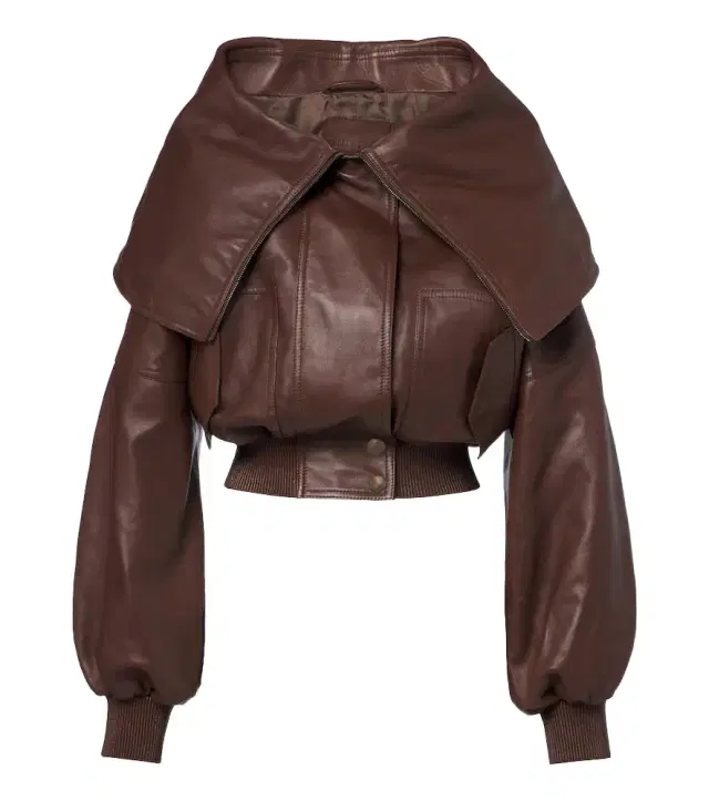 Cropped leather blouson jacket Cropped leather blouson jacket
