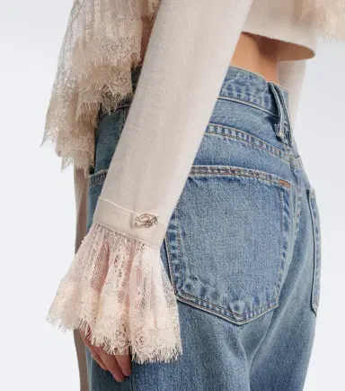 BLUMARINE Lace-trimmed virgin wool cardigan | Thumbnail 2 BLUMARINE Lace-trimmed virgin wool cardigan | Thumbnail 2