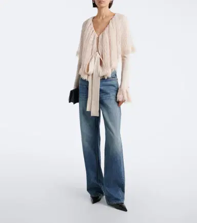 BLUMARINE Lace-trimmed virgin wool cardigan | Thumbnail 3 BLUMARINE Lace-trimmed virgin wool cardigan | Thumbnail 3