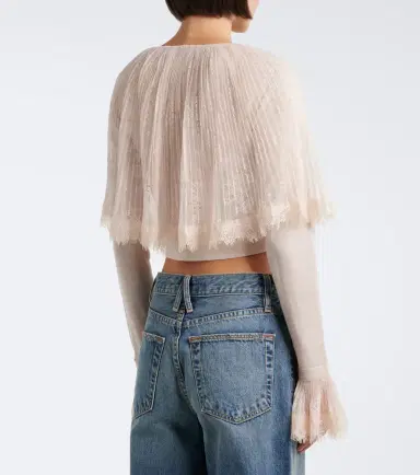 BLUMARINE Lace-trimmed virgin wool cardigan | Thumbnail 4 BLUMARINE Lace-trimmed virgin wool cardigan | Thumbnail 4
